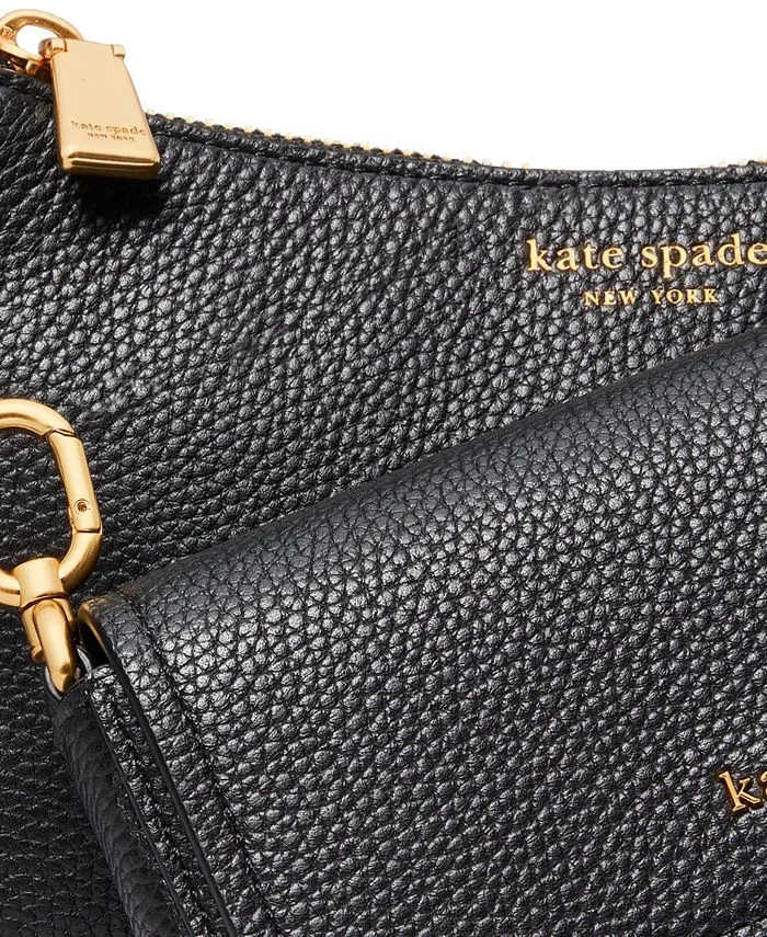 Kate Spade New York Pebbled Leather Double Up Small Shoulder Bag Black