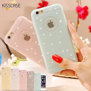 KISSCASE Candy Color Matte Frame Soft TPU Clear Phone Case For iPhone 6 6S Plus 5S SE Full Body Glitter Transparent Cover Bag