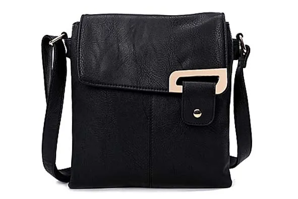 LARGE BLACK MULTI POCKET CROSS BODY MESSENGER BAG