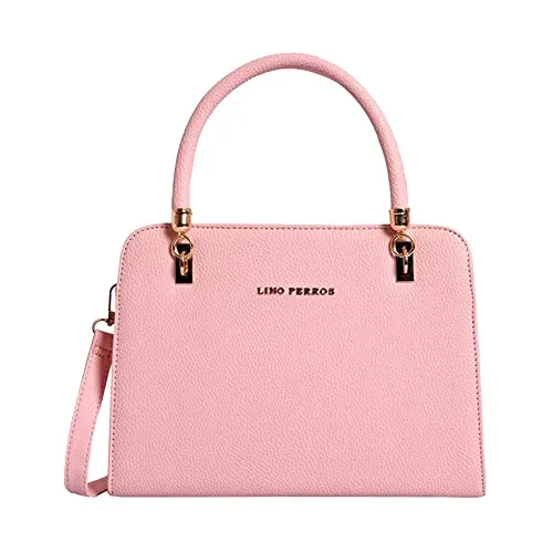 Lino Perros Black Faux Leather Handbag (PINK)