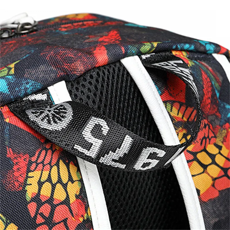 Men's Unique Abstract Print Waterproof Zipper High School Oxford Bag