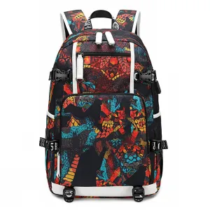 Men's Unique Abstract Print Waterproof Zipper High School Oxford Bag