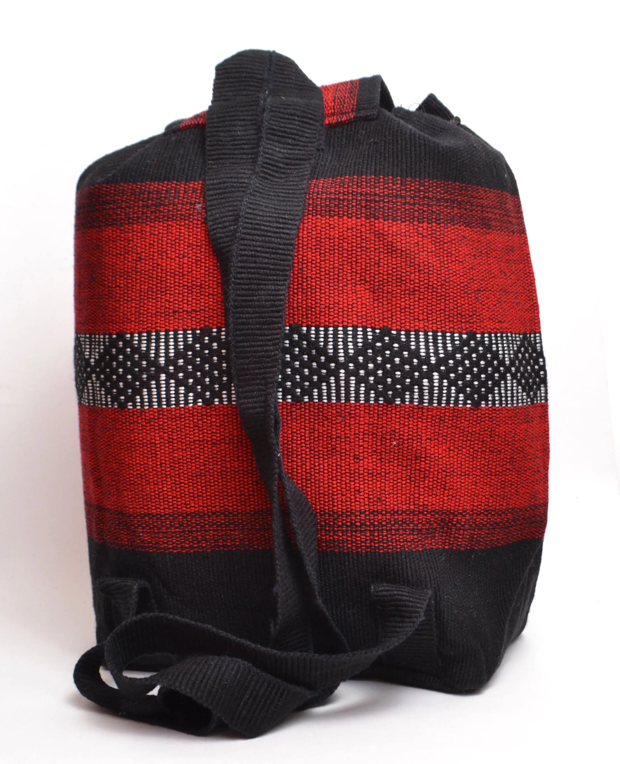 Mexican "Red Room" Red and Black Backpack Lillo Boho Woven Baja Bag