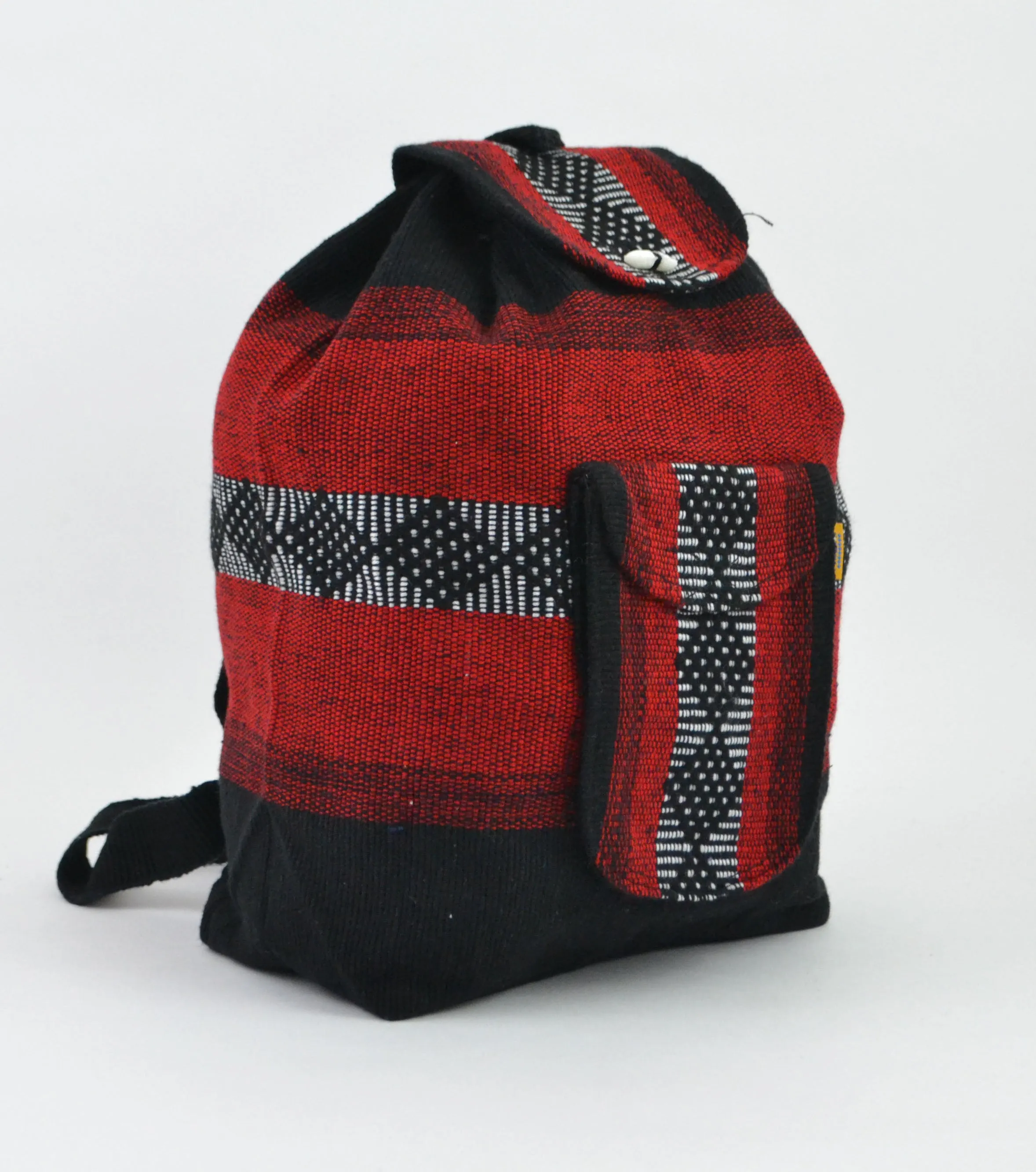 Mexican "Red Room" Red and Black Backpack Lillo Boho Woven Baja Bag