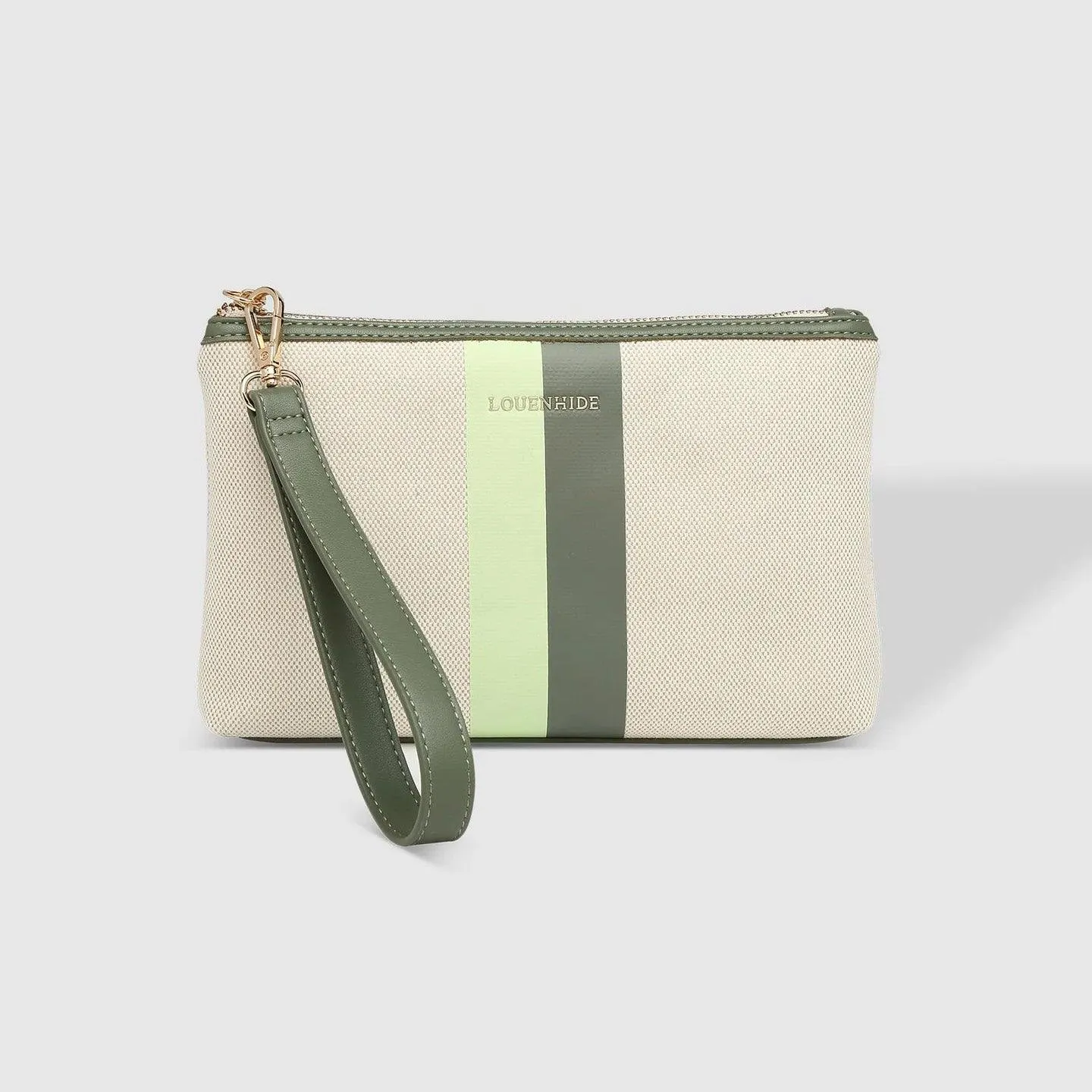 Mimi Canvas Clutch | Cream/Avocado