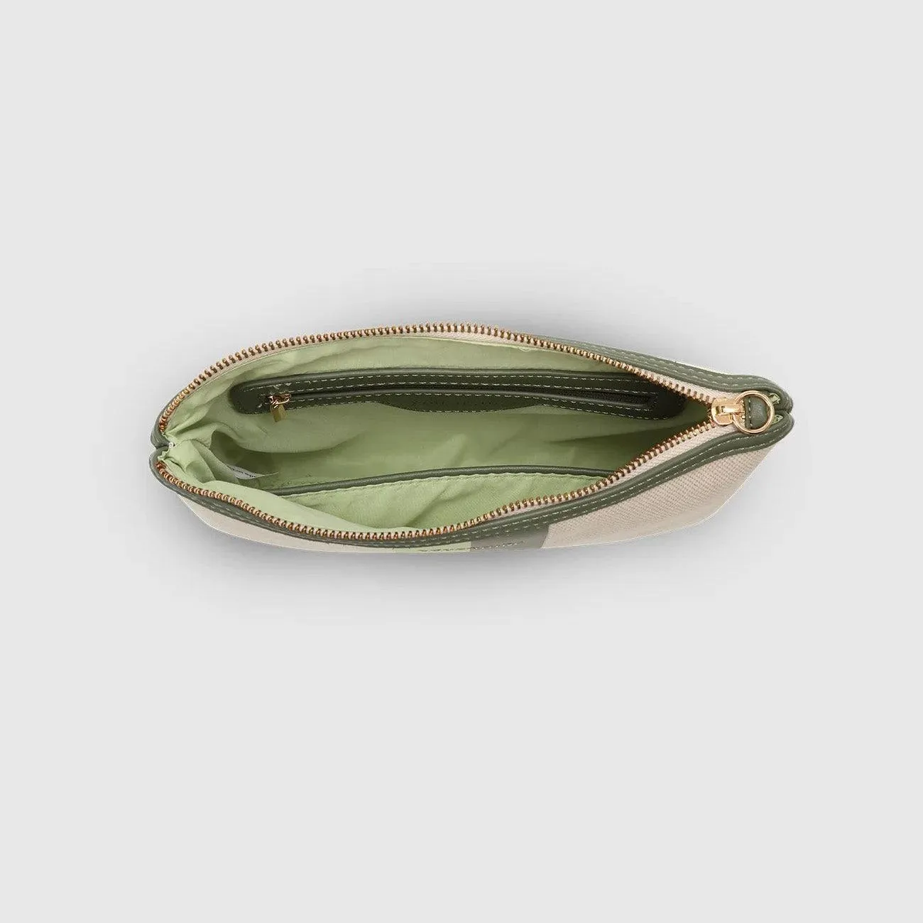 Mimi Canvas Clutch | Cream/Avocado