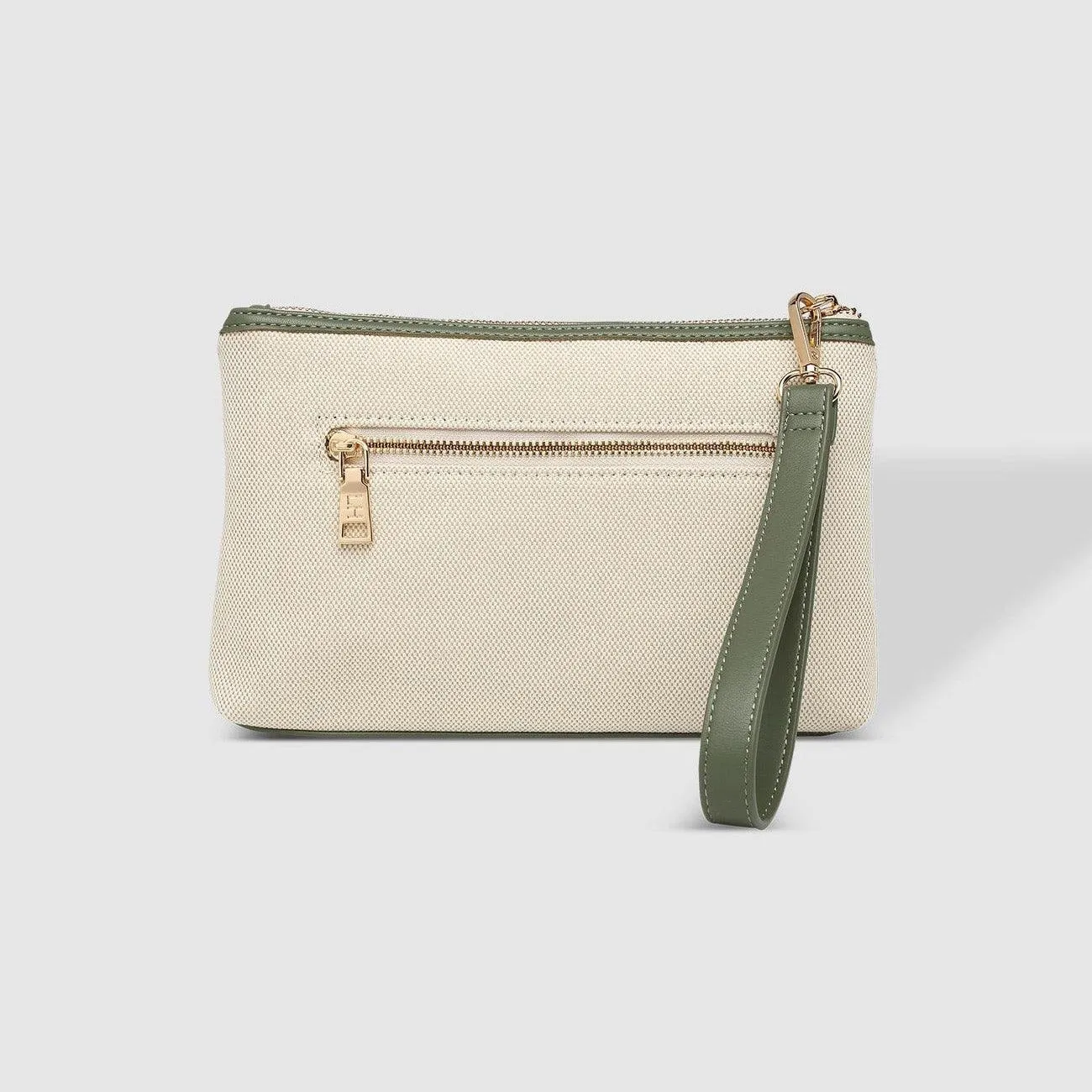 Mimi Canvas Clutch | Cream/Avocado