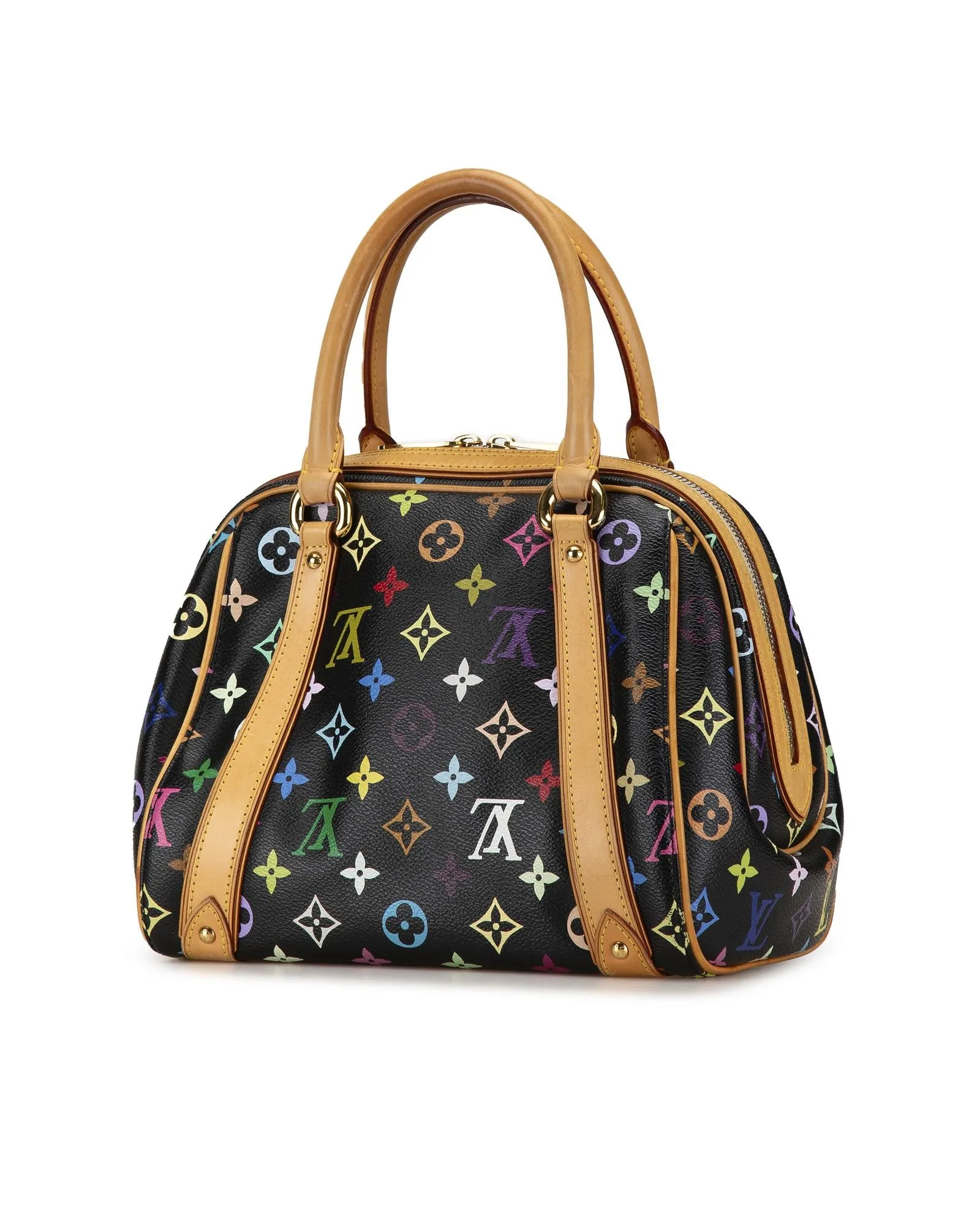 Monogram Canvas Handbag with Vachetta Leather Trim and Top Zip Closure