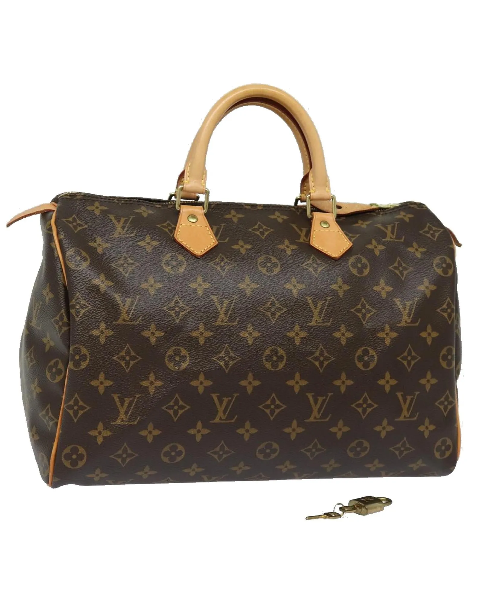 Monogram Canvas Speedy Hand Bag with Dust Bag and Padlock