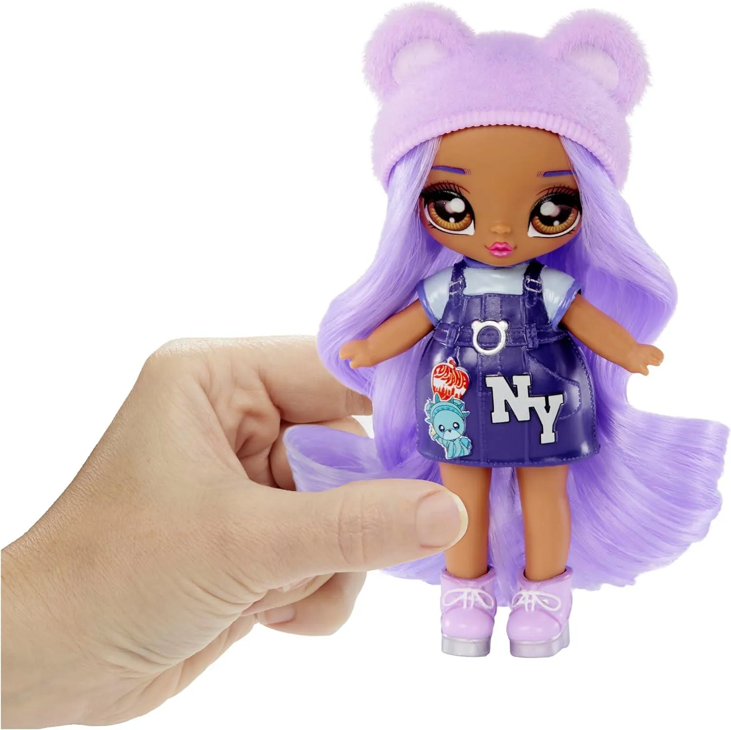 Na! Na! Na! Surprise Mini Backpack Bedroom Lizzy York Fashion Doll, Fuzzy Purple Bear Backpack, Gift for Kids