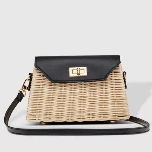 Natural Wicker Shoulder Bag | Black