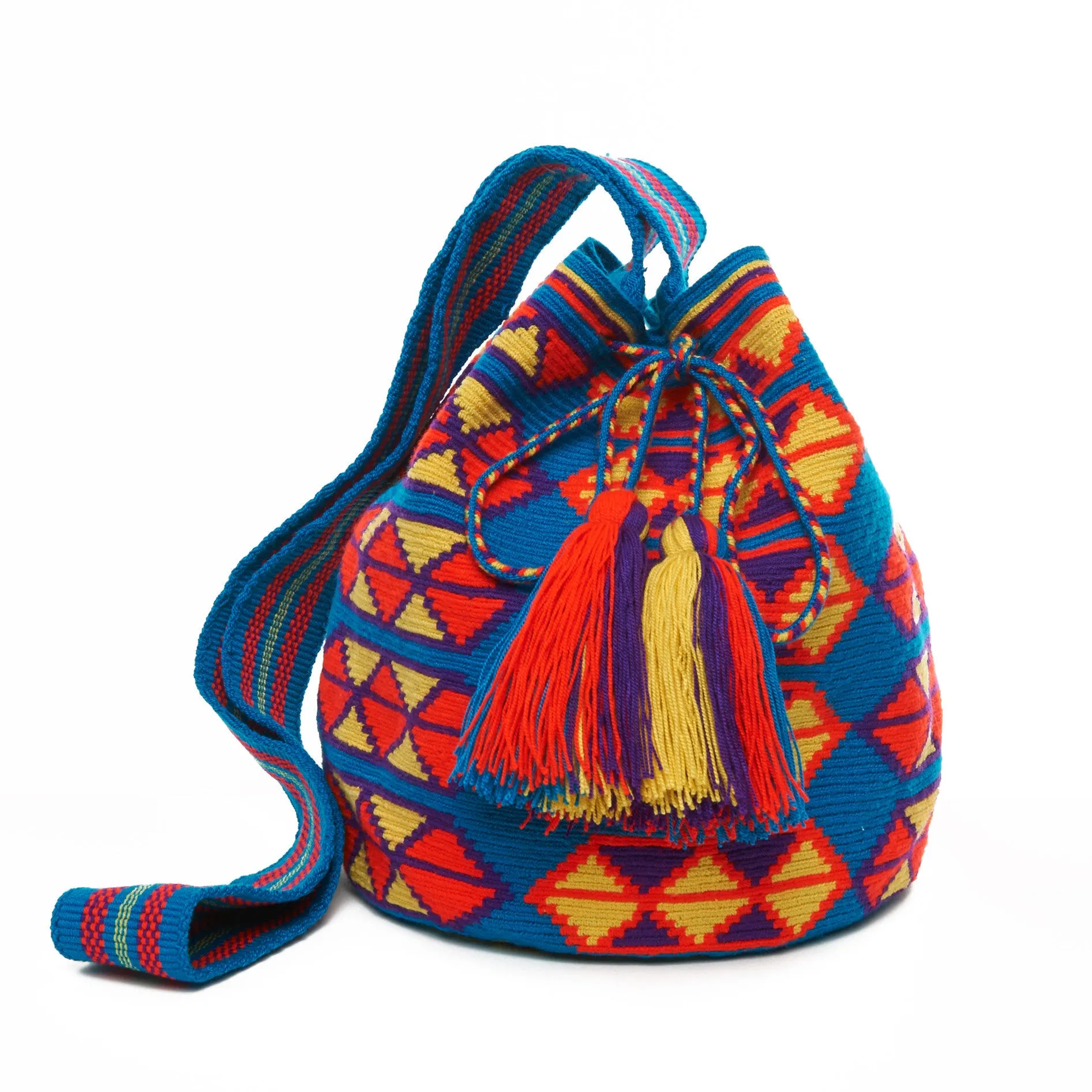 Neon Geometric Cotton Cartagena Mochila Tassel Bag