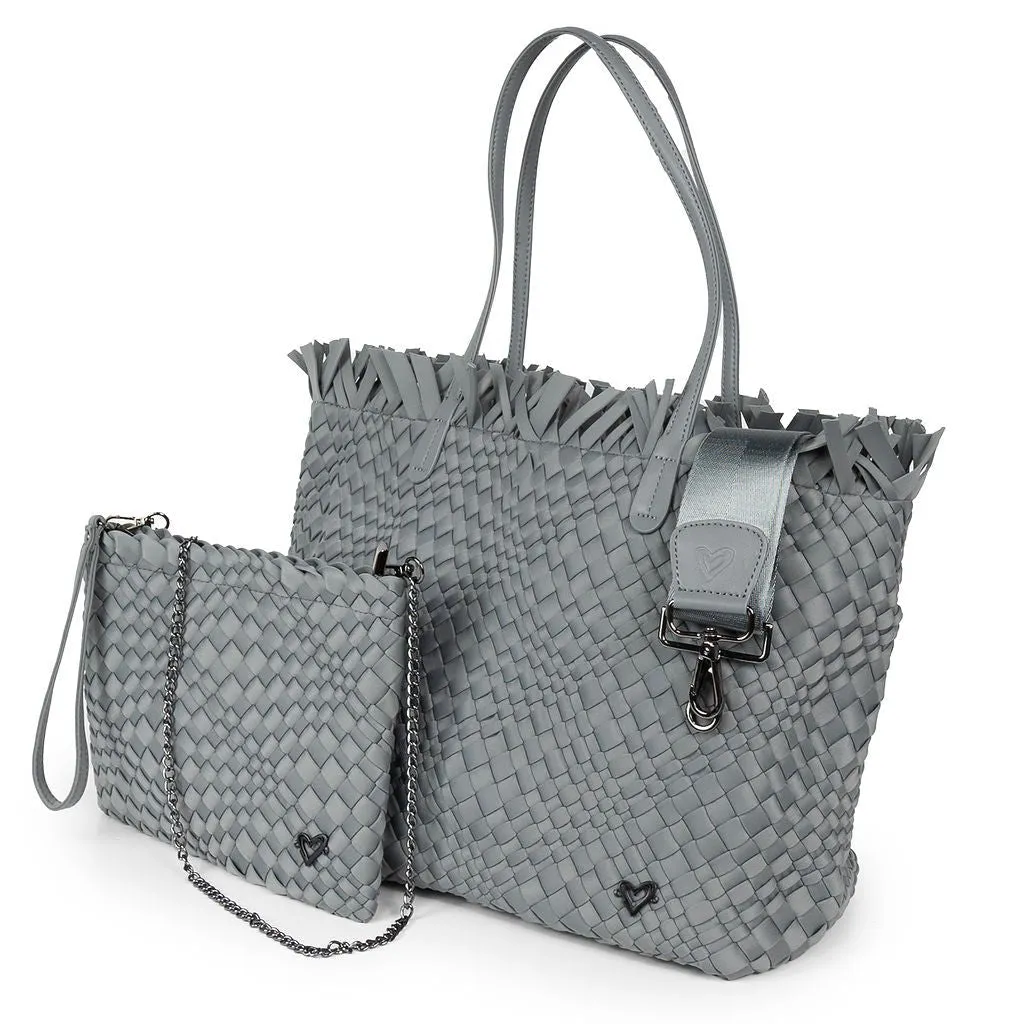 NEW: Vulcan Woven Large Tote (Fringed Top) - Slate