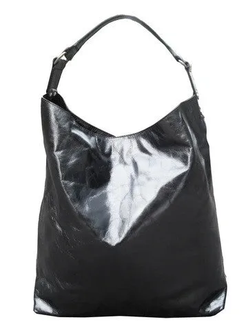 Pancho Hobo Bag Metallic Leather Anthracite