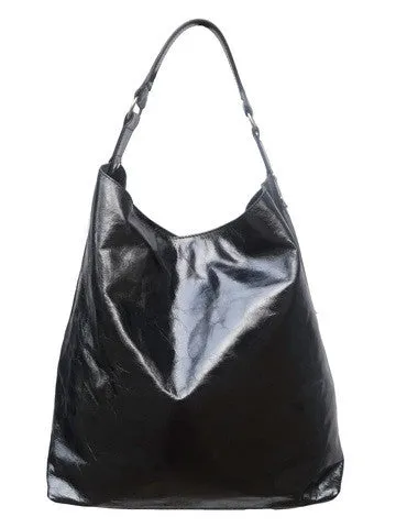 Pancho Hobo Bag Metallic Leather Anthracite