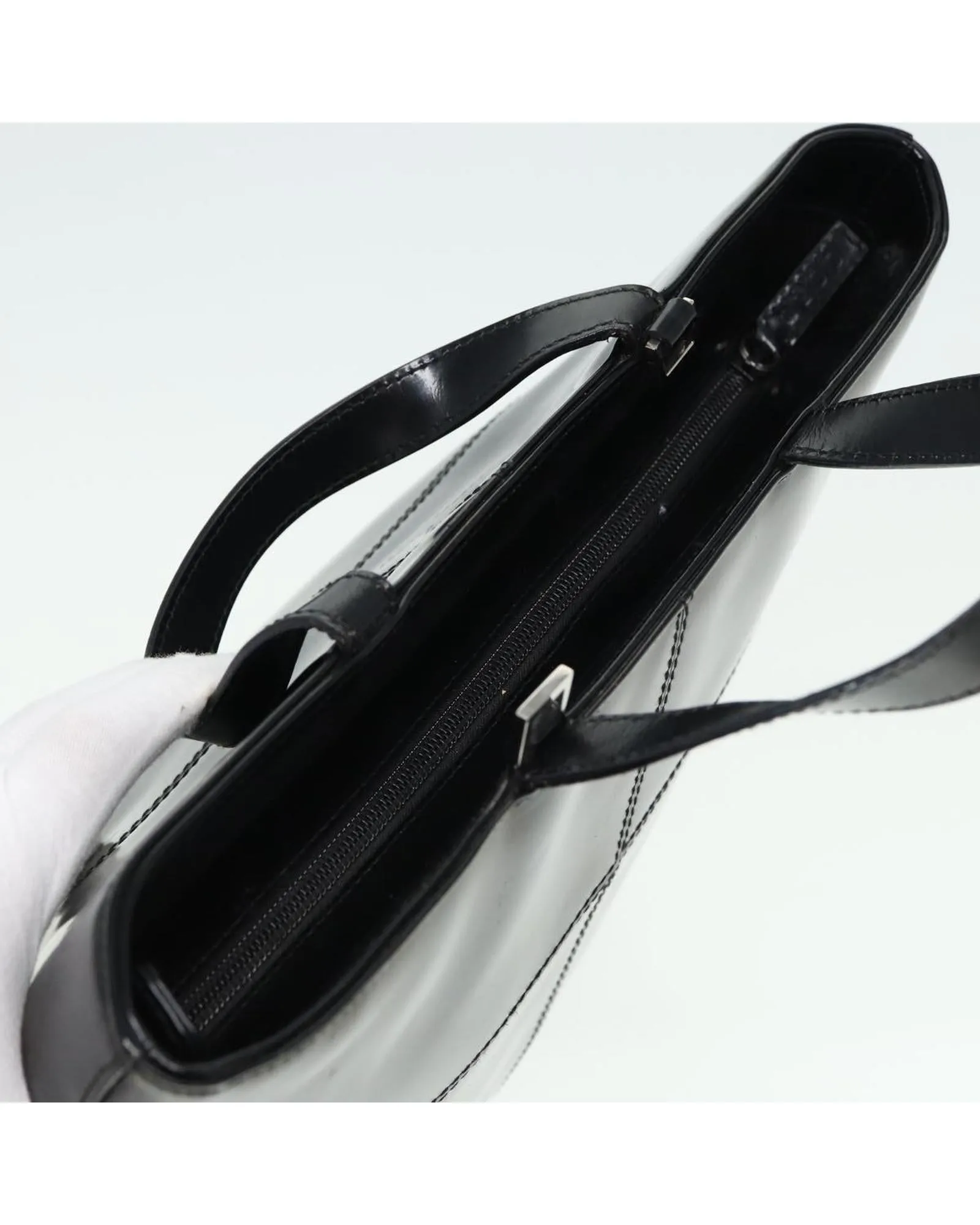 Patent Leather Hand Bag with Handle Drop