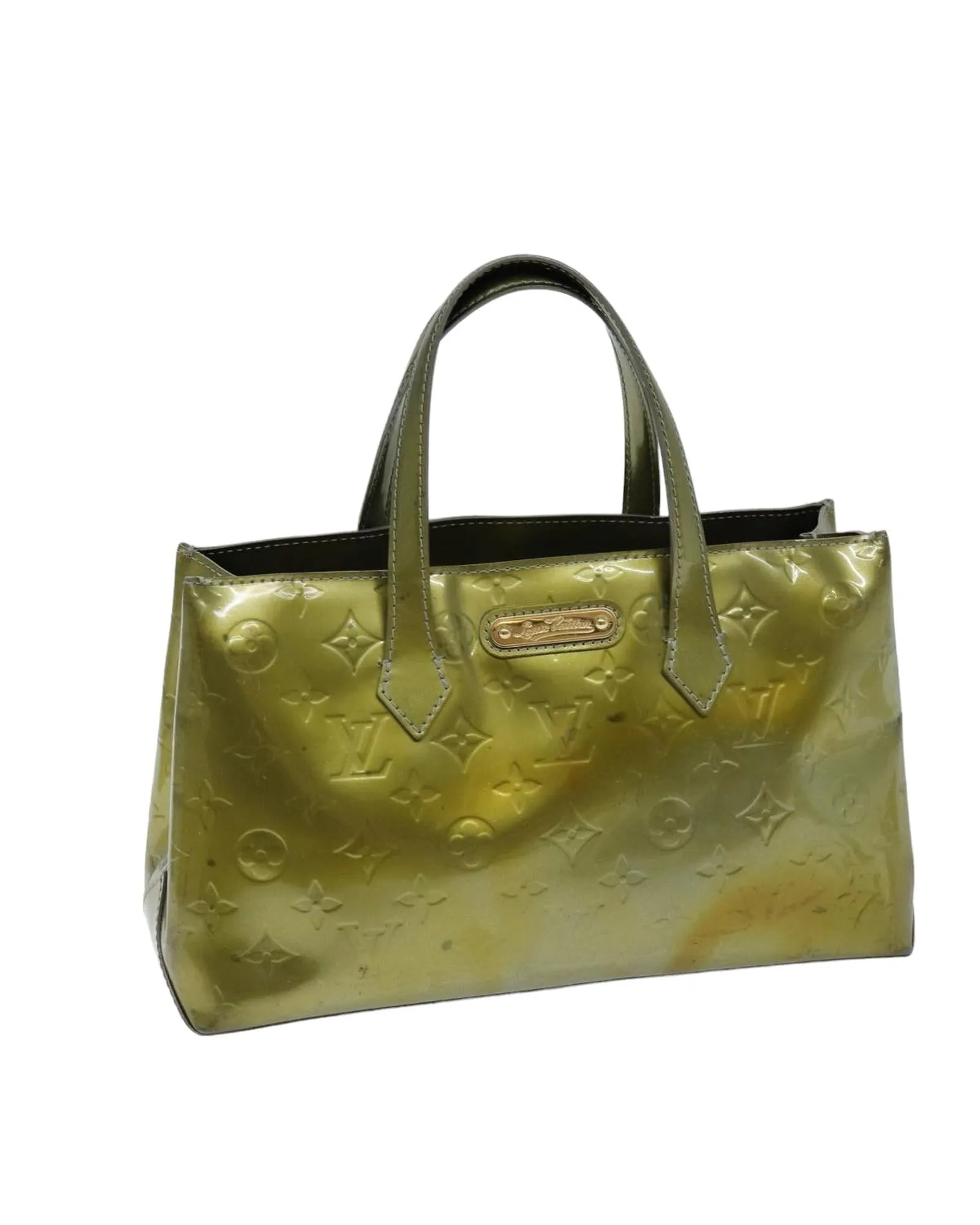 Patent Leather Hand Bag with Surface Frubbing and Peeling