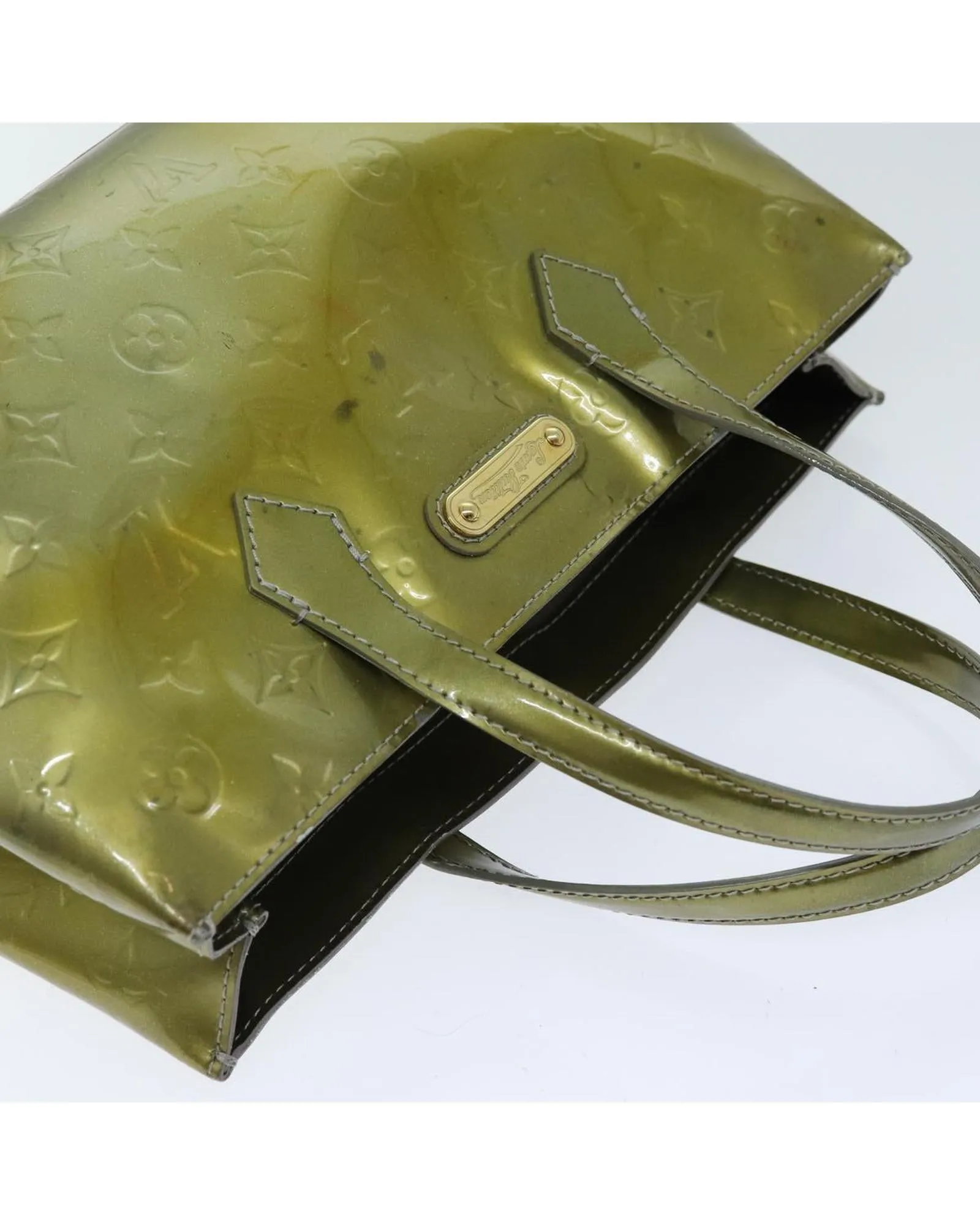 Patent Leather Hand Bag with Surface Frubbing and Peeling