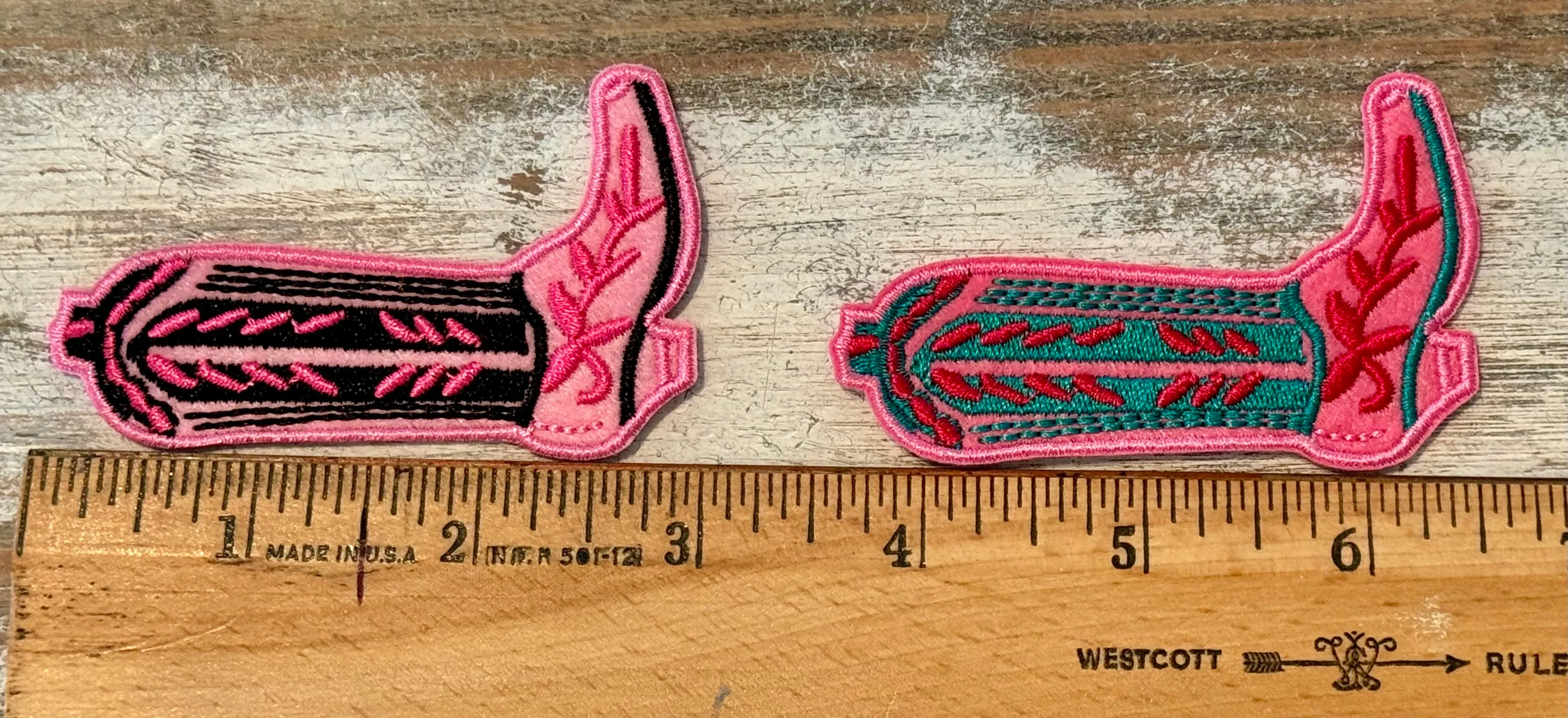 Pink Cowboy Boot Iron On Patches