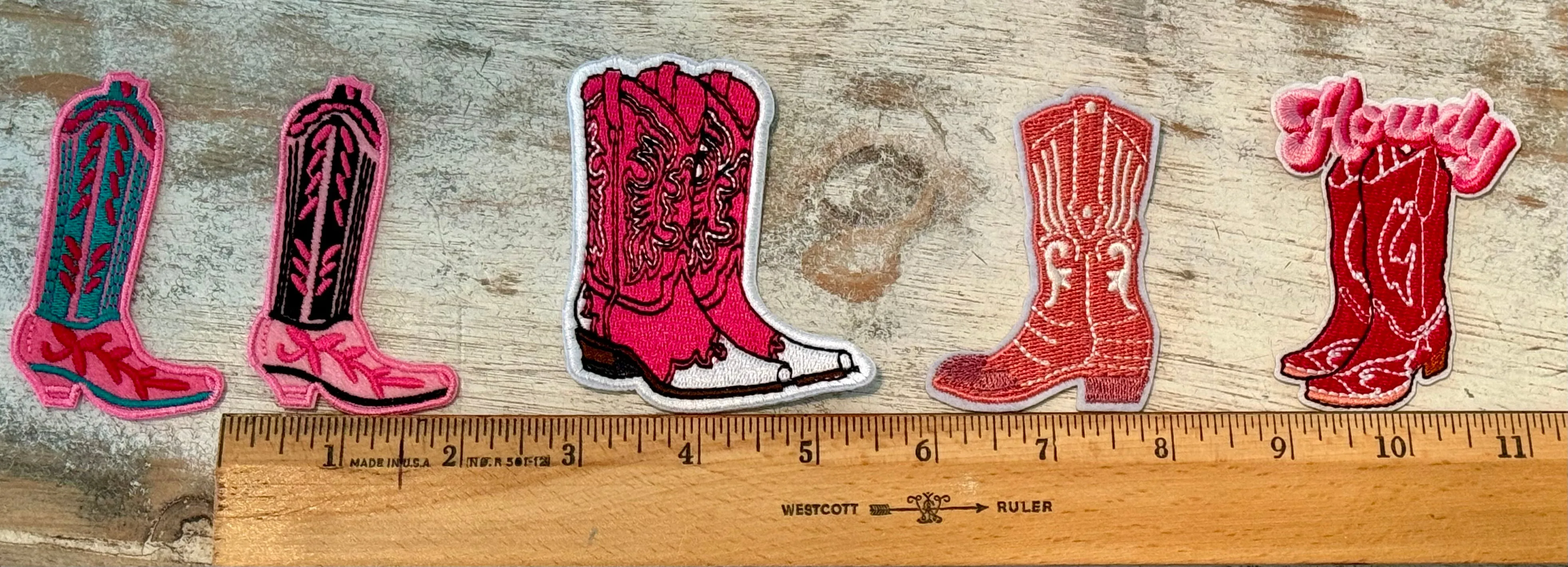 Pink Cowboy Boot Iron On Patches