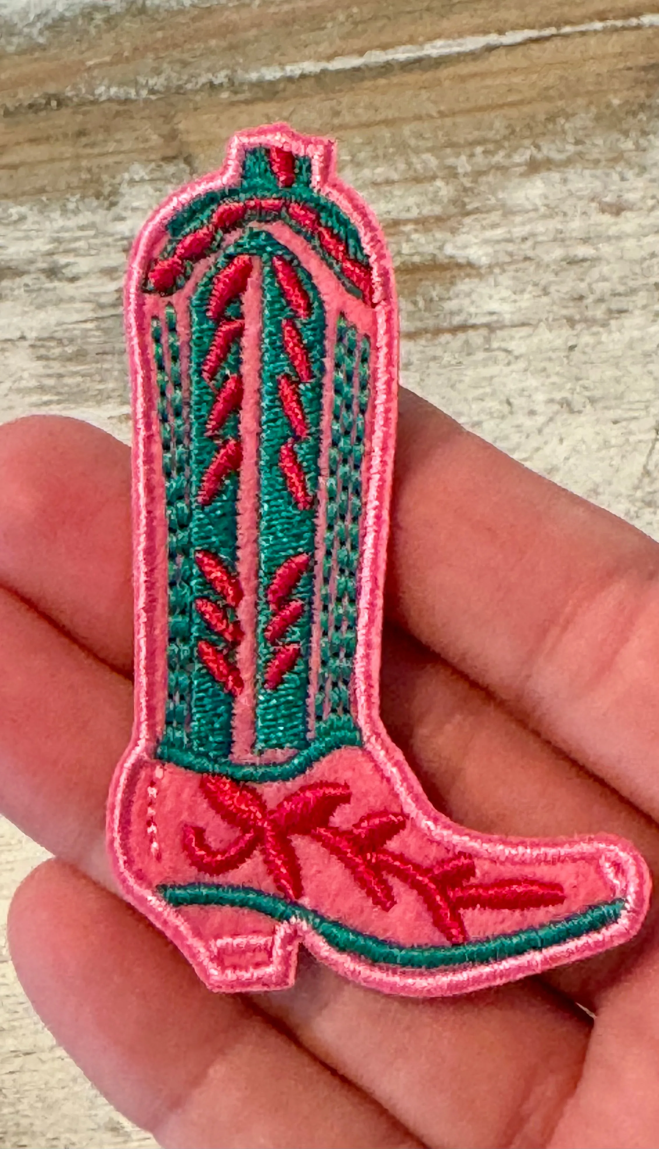 Pink Cowboy Boot Iron On Patches