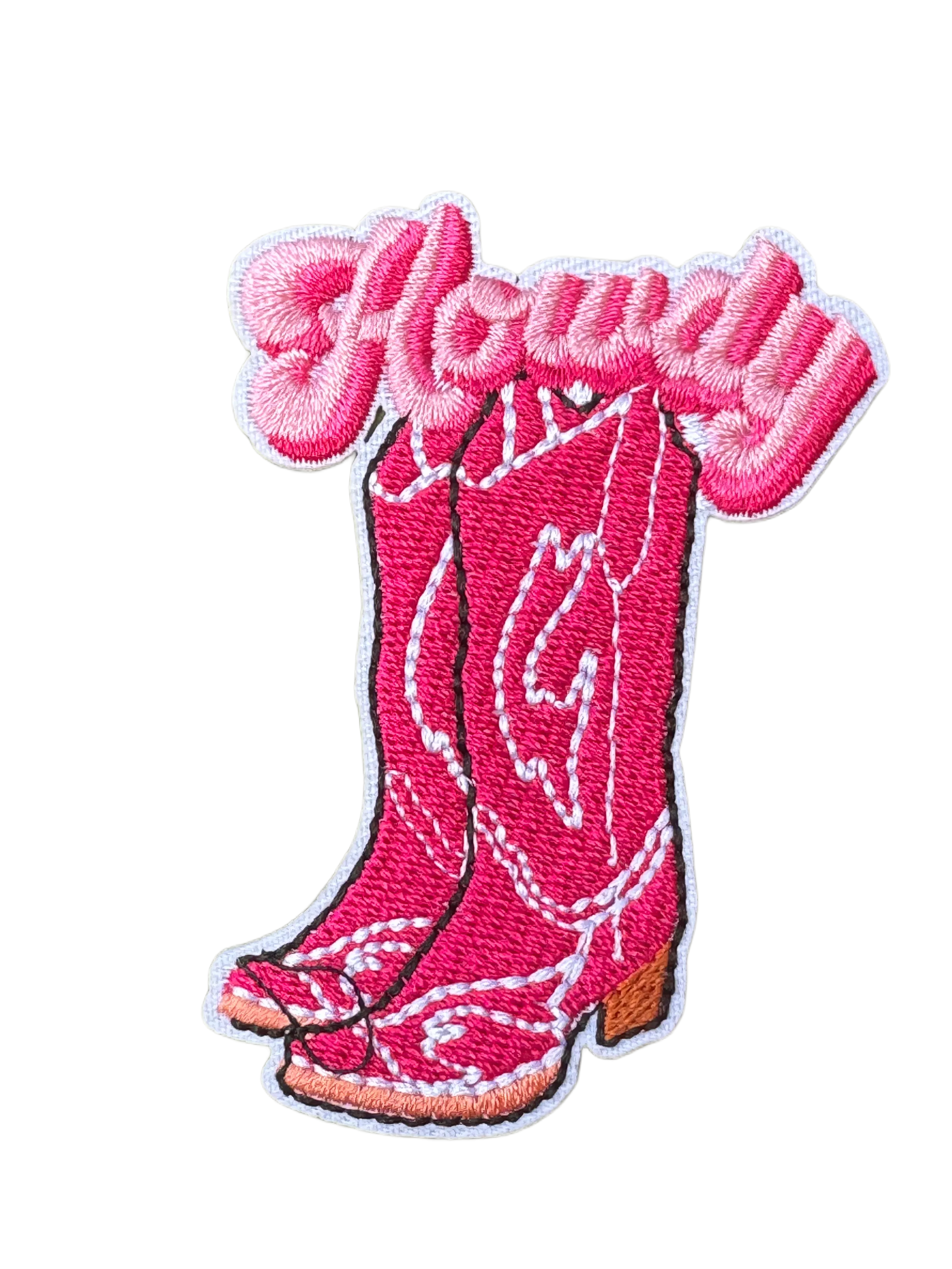 Pink Cowboy Boot Iron On Patches