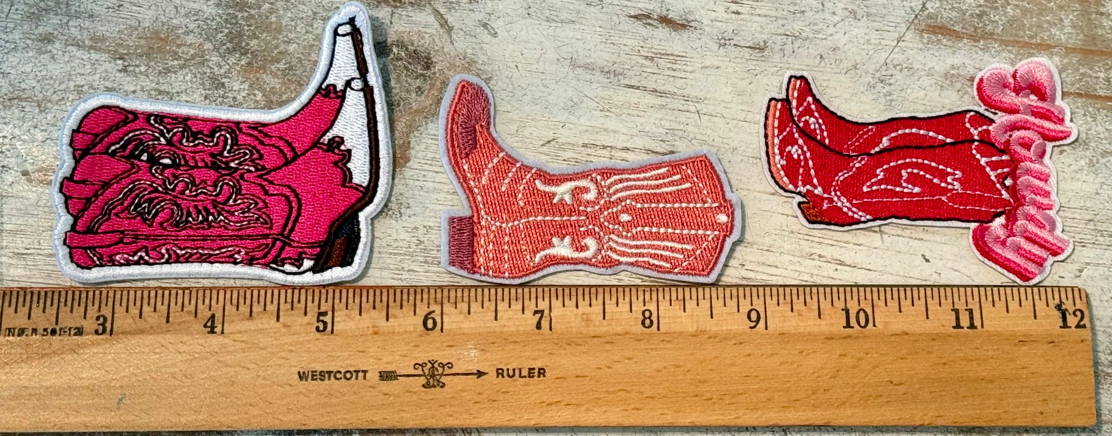 Pink Cowboy Boot Iron On Patches