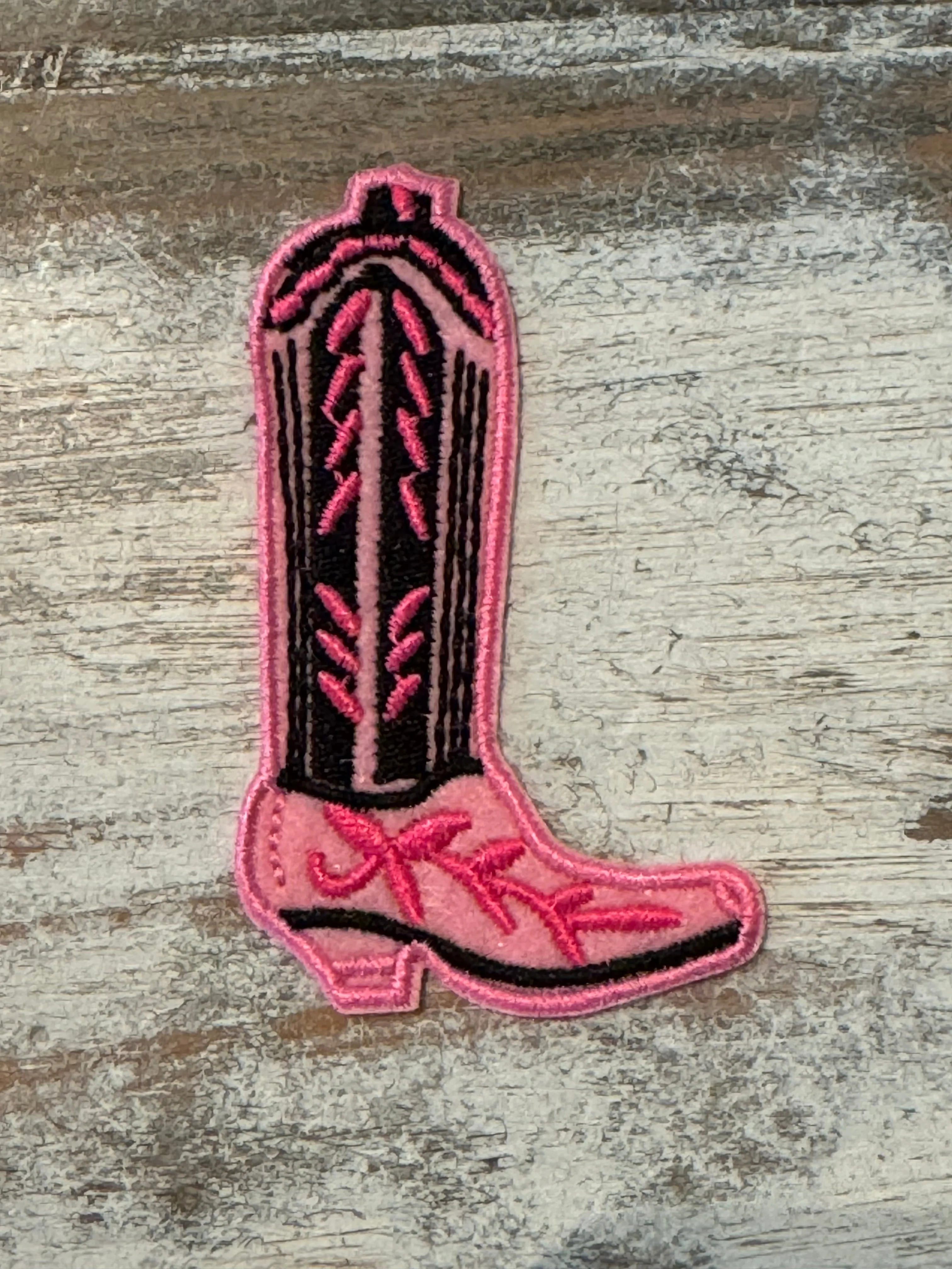 Pink Cowboy Boot Iron On Patches