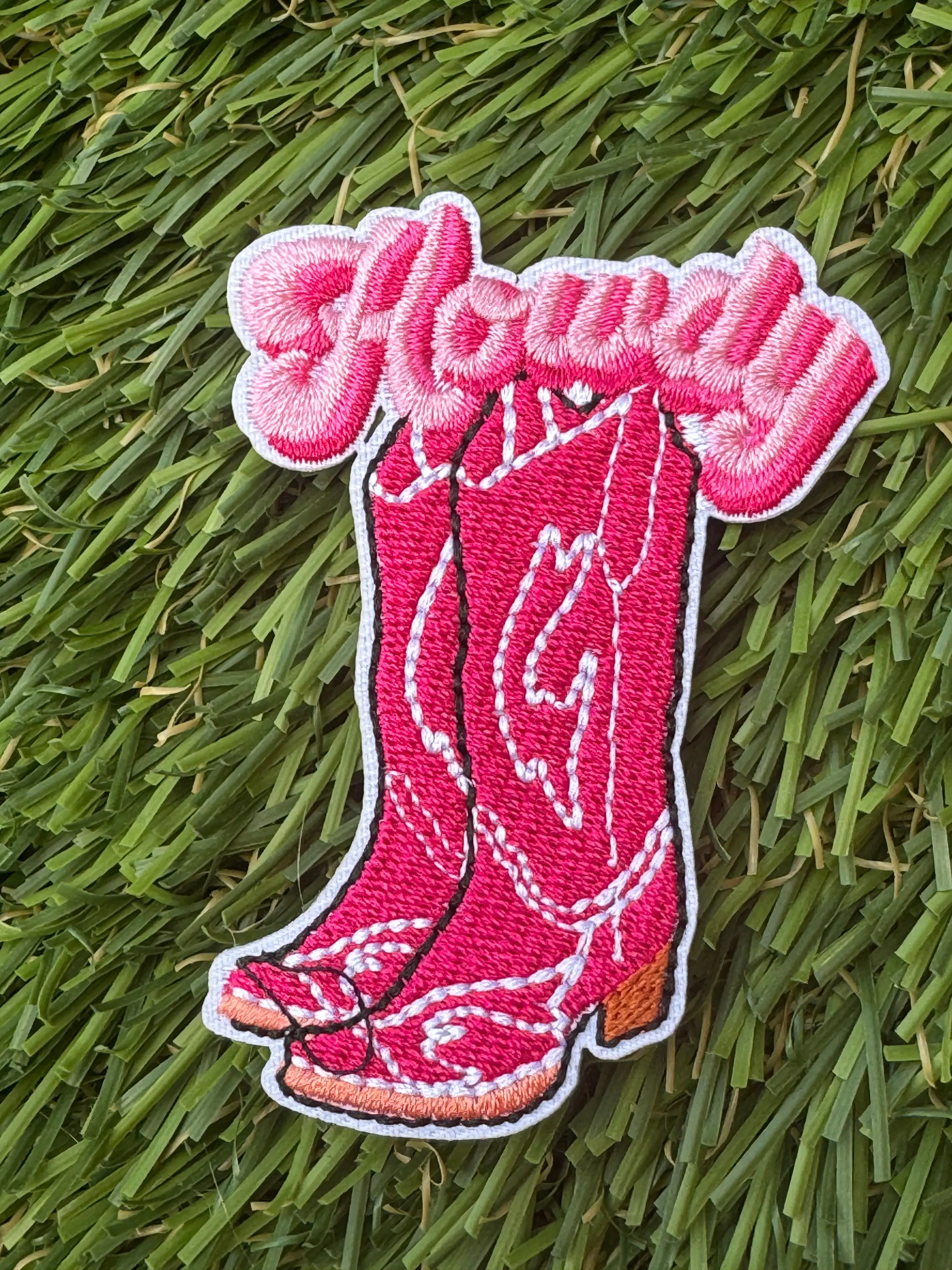 Pink Cowboy Boot Iron On Patches