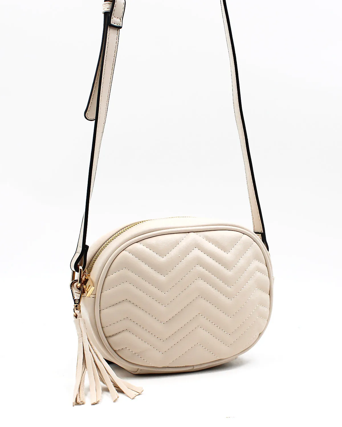 Quilted Shoulder Bag with Tassel