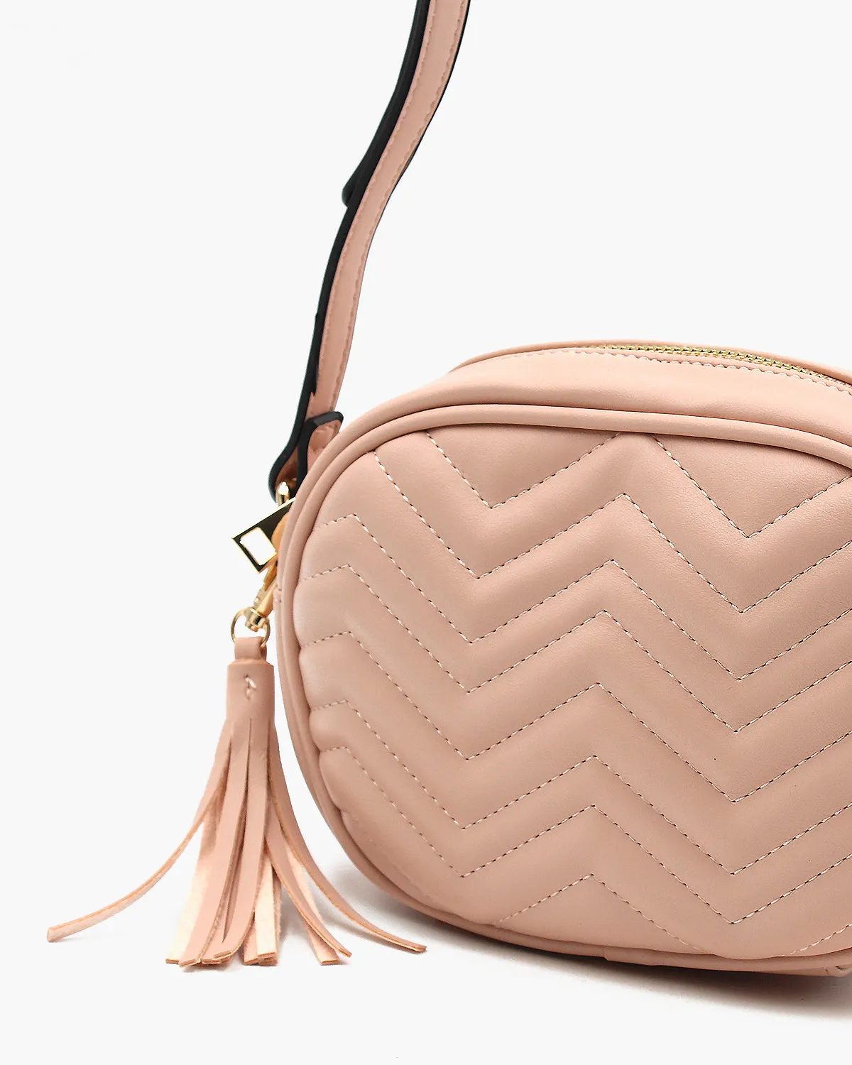 Quilted Shoulder Bag with Tassel