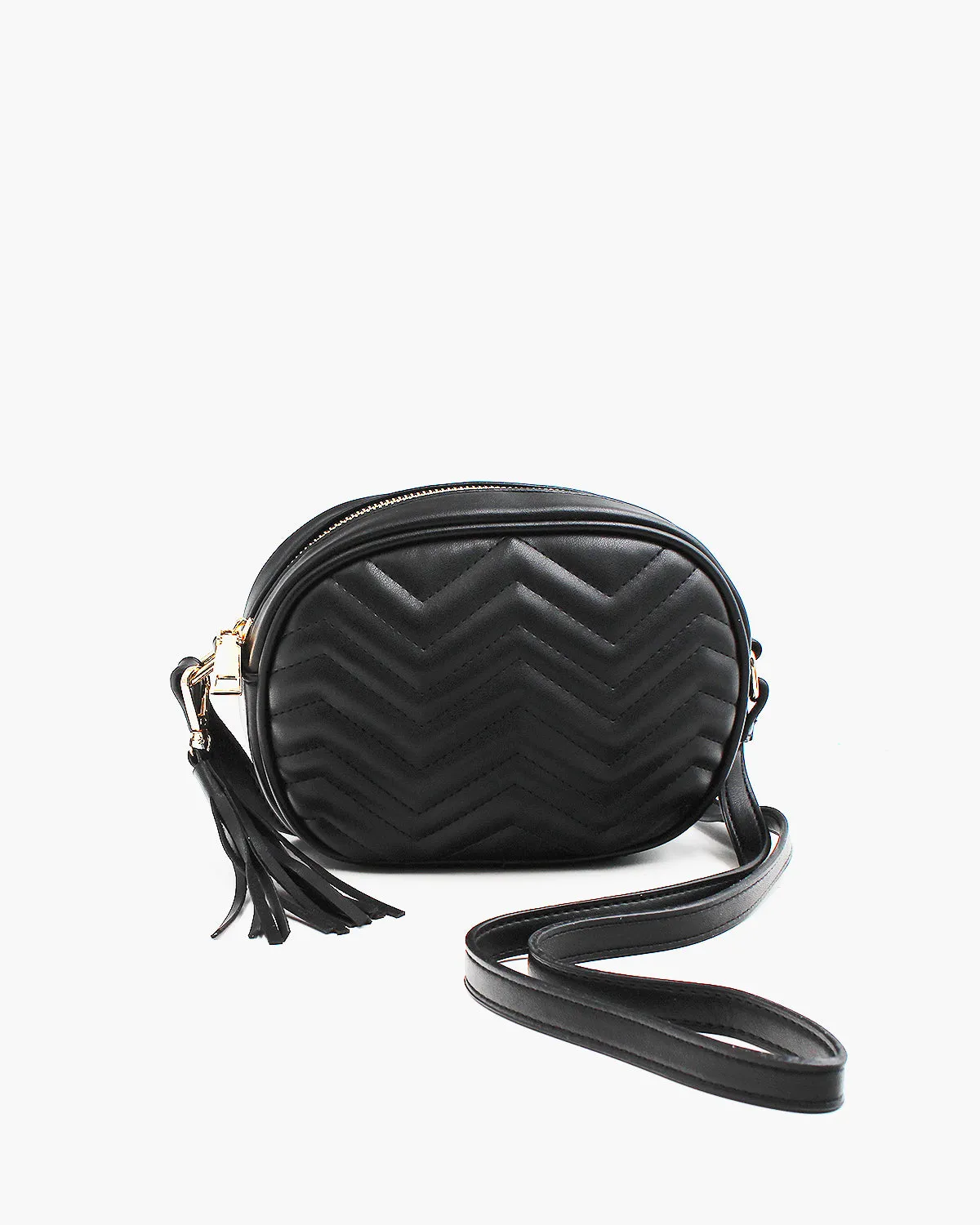 Quilted Shoulder Bag with Tassel