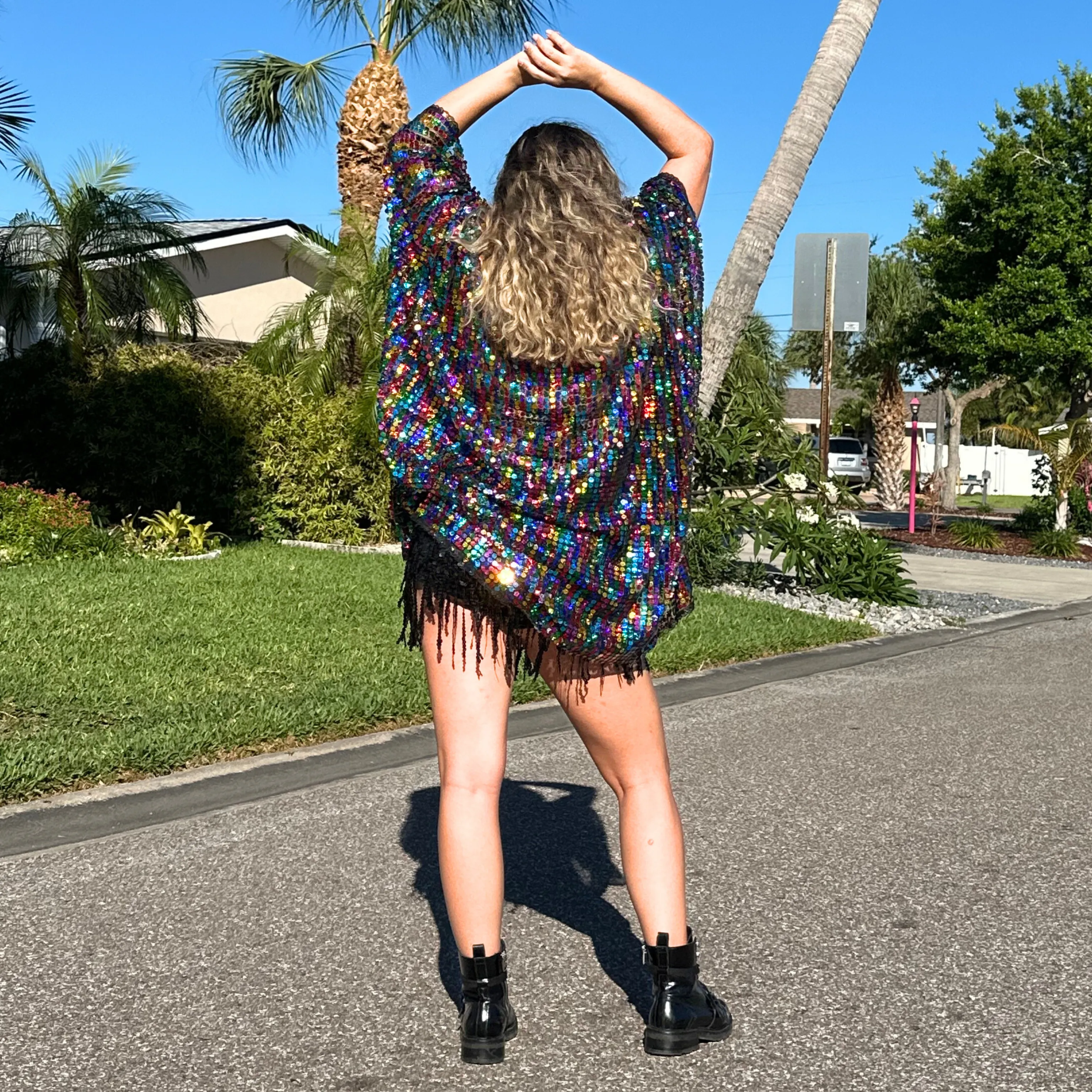 Rainbow Sequin Kimono