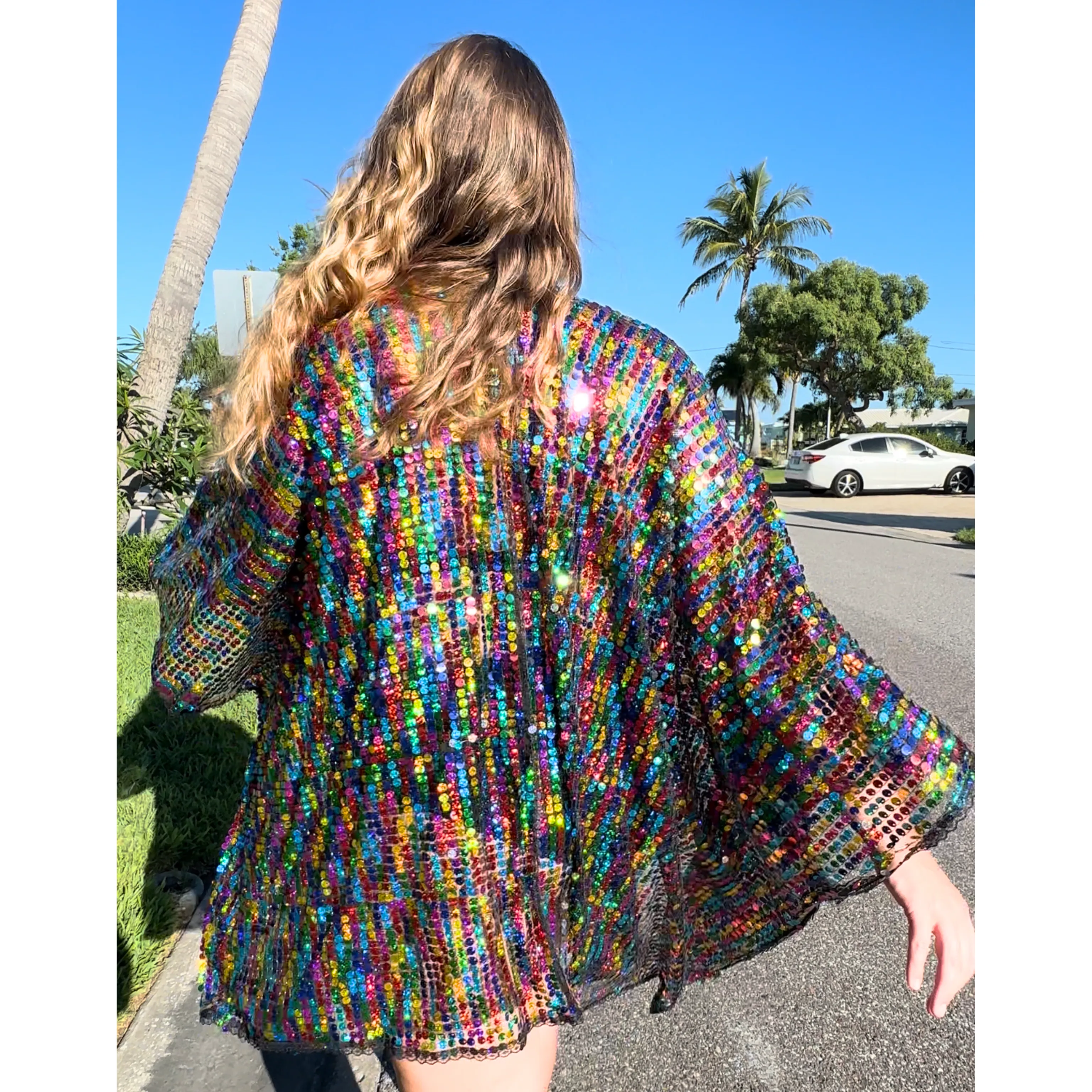 Rainbow Sequin Kimono