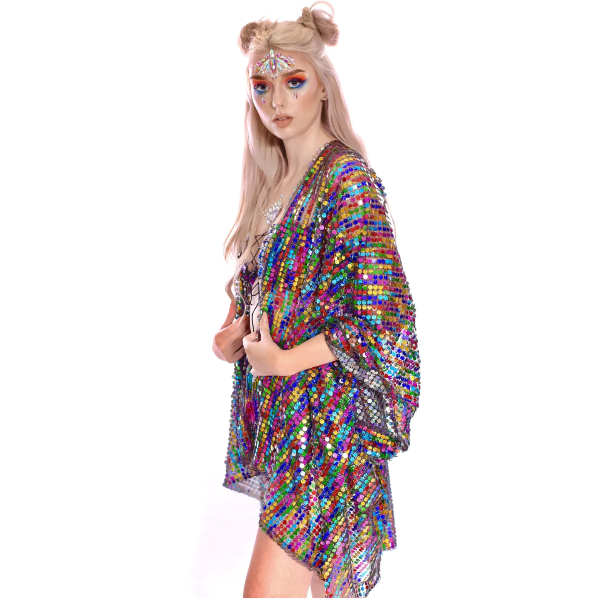 Rainbow Sequin Kimono