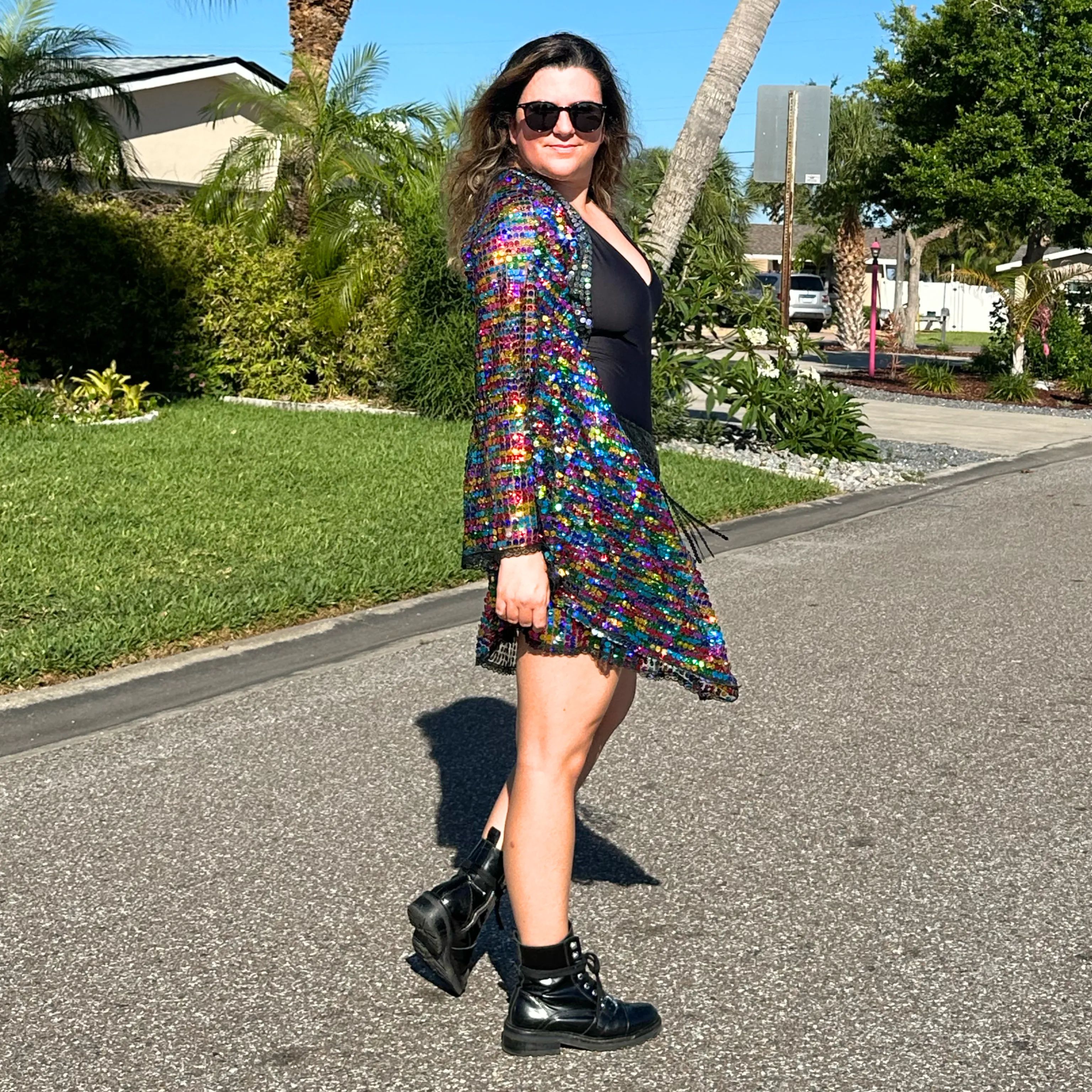 Rainbow Sequin Kimono