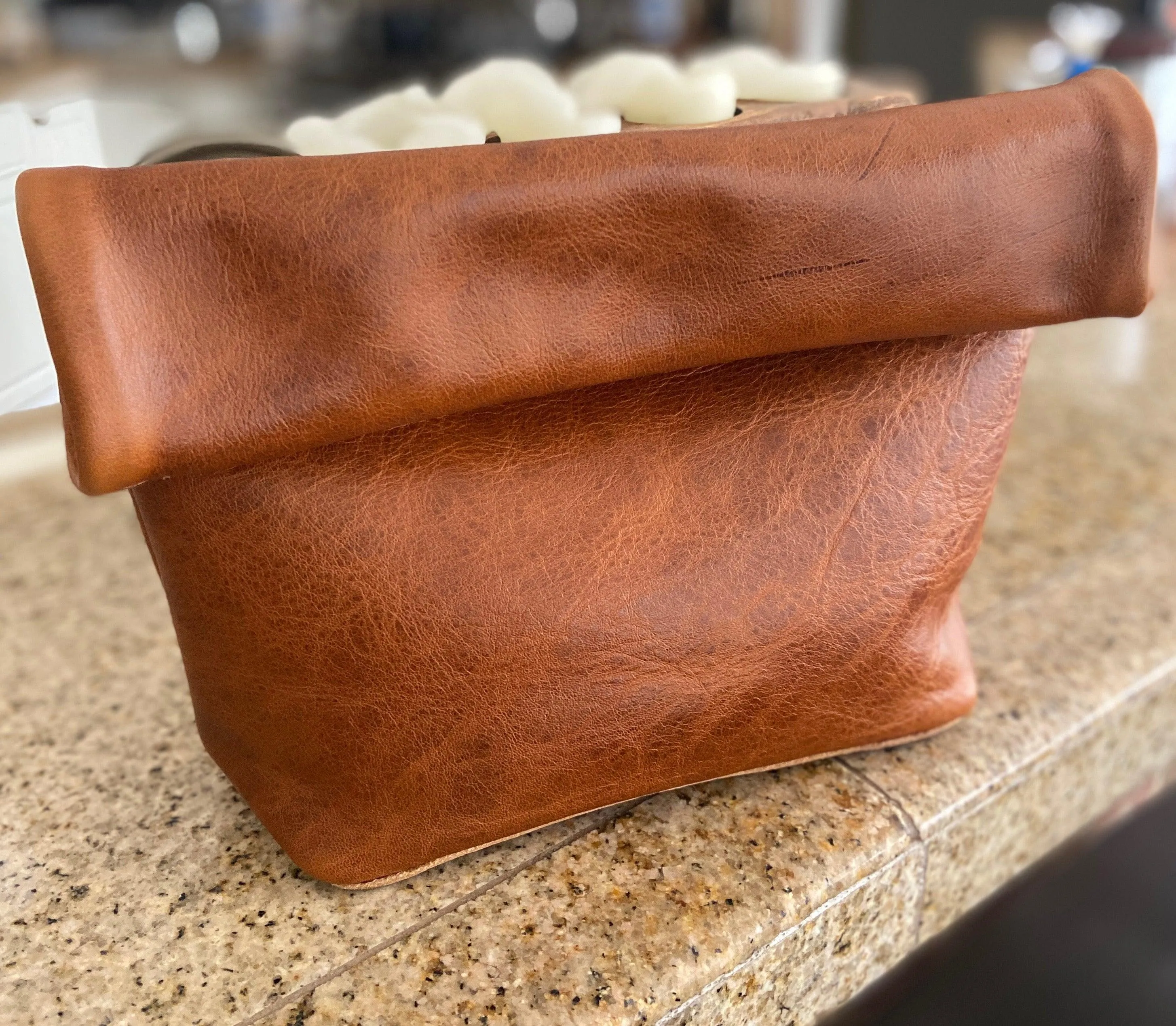 Roll-Top Leather Clutch