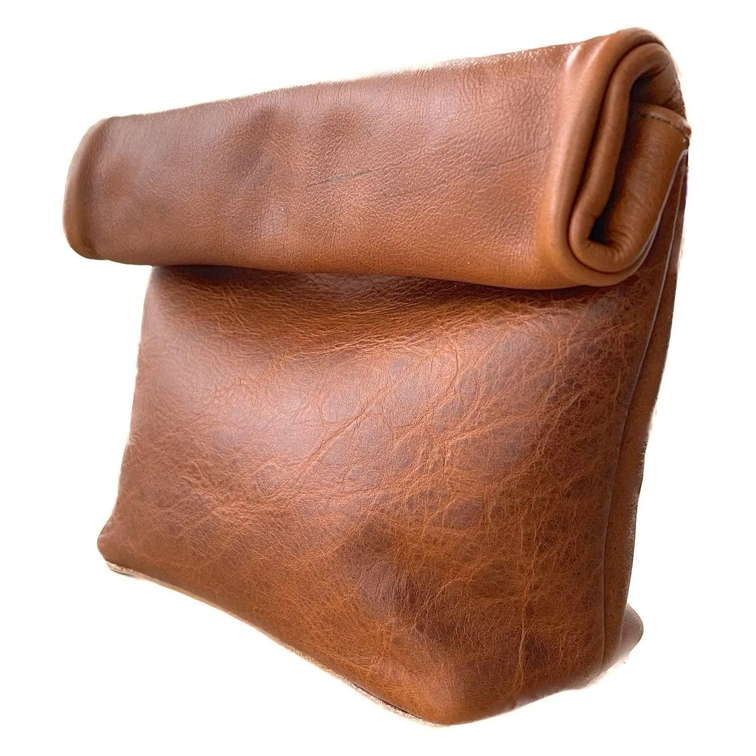 Roll-Top Leather Clutch