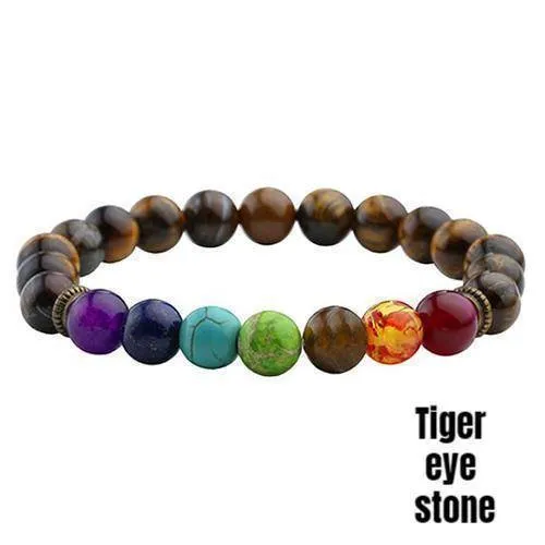 Sale! Chakra Handmade Leather Wrap Natural Stone Mix Bracelet