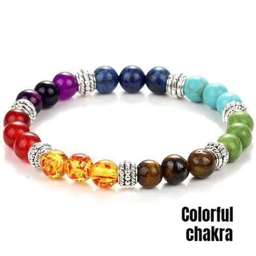 Sale! Chakra Handmade Leather Wrap Natural Stone Mix Bracelet