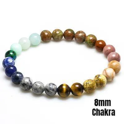 Sale! Chakra Handmade Leather Wrap Natural Stone Mix Bracelet