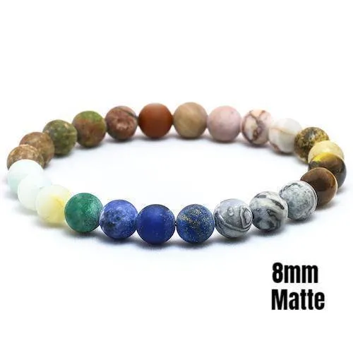 Sale! Chakra Handmade Leather Wrap Natural Stone Mix Bracelet