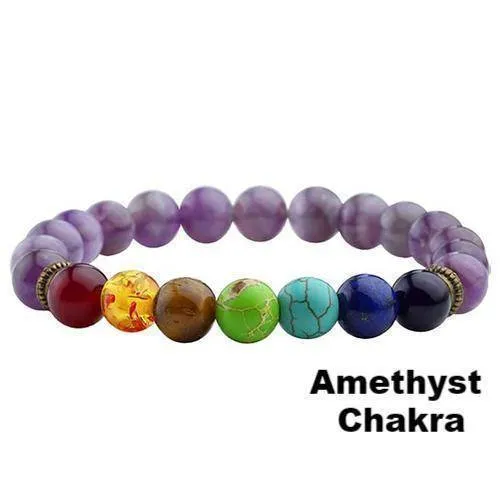 Sale! Chakra Handmade Leather Wrap Natural Stone Mix Bracelet