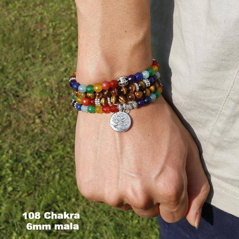 Sale! Chakra Handmade Leather Wrap Natural Stone Mix Bracelet