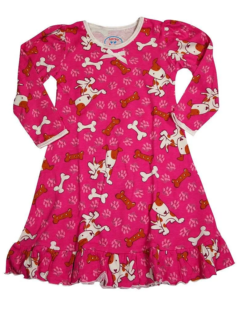 Sara's Prints Toddler Girls Long Sleeve Gown Multi Prints Ruffle Flame Resistant, 32735