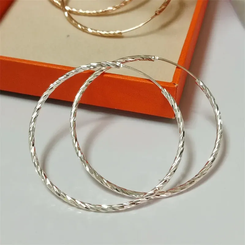 Senlissi -  Women's Hoop Earrings 18K YELLOW Gold Plated 925 Sterling Silver Fashion Drop Earrings Cерьги Kольца Kольц SL009