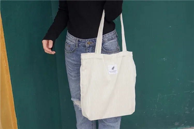 Simple INS Corduroy Shopping Tote Bag