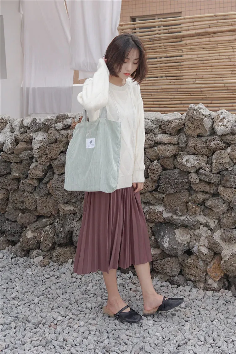 Simple INS Corduroy Shopping Tote Bag