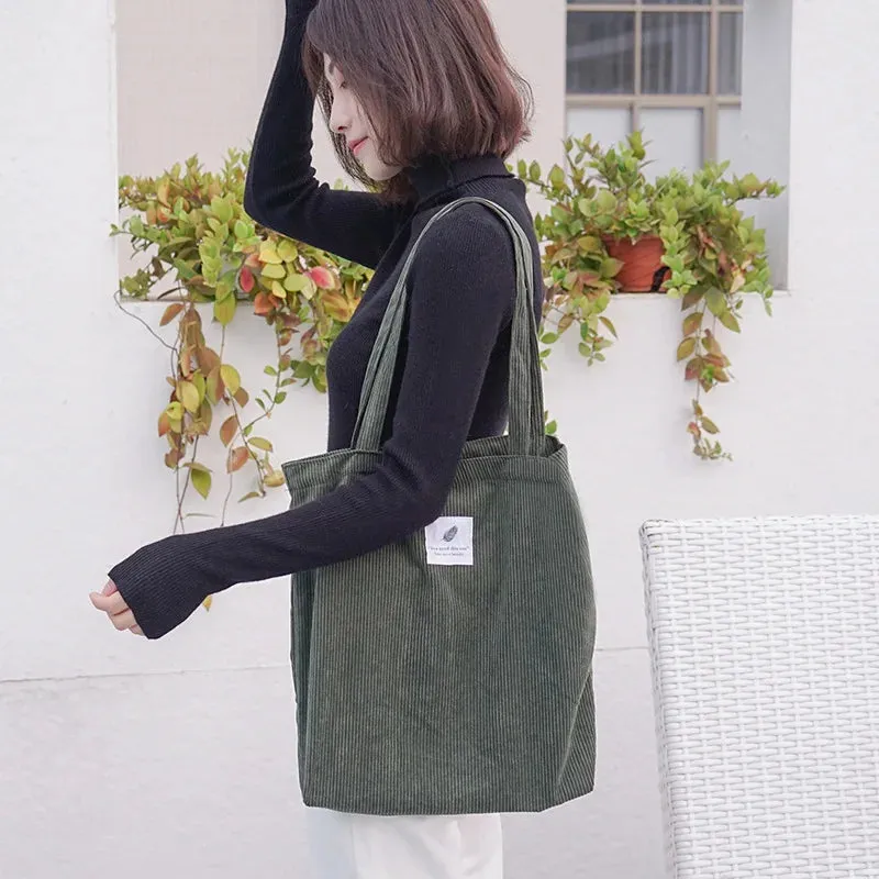 Simple INS Corduroy Shopping Tote Bag