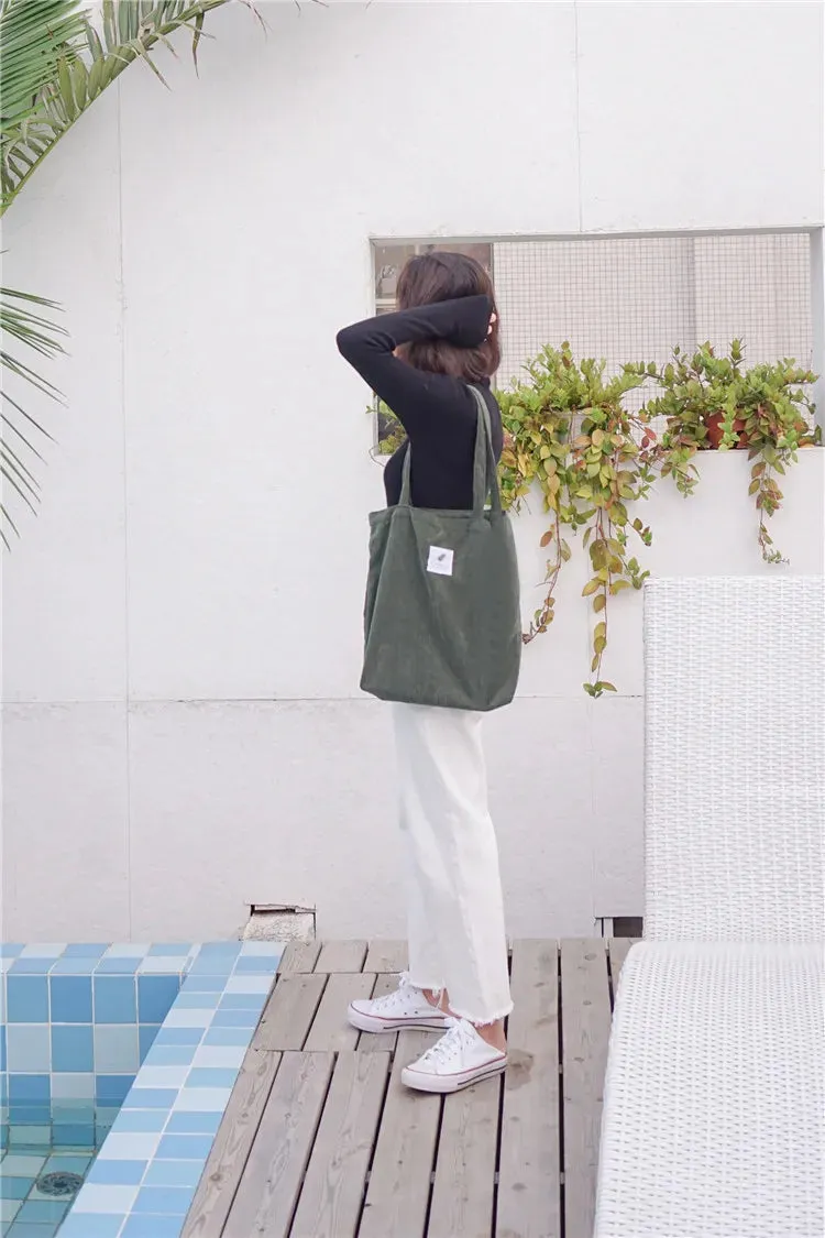 Simple INS Corduroy Shopping Tote Bag